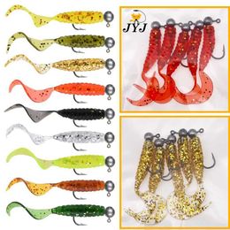 Baits Lures JYJ 5pcs/bag 1g fishing hook with 4cm fishing rod maggot soft small bait used for artificial fishing rod in perch crappie bassQ240517