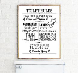 Toilet Rules Wall Art Canvas Painting Modern Funny Bathroom Rules Sign Poster Prints Toilet Humour Picture Bathroom Home Decor8767854