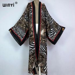 Leopard Print Summer Women Cardigan Beachwaer Sexy Boho Africa Holiday Batwing Sleeve Cotton Feeling Robe Kimono Kaftan