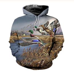 WholeNew Fashion Cool Sweatshirt Hoodies 3D Print Mens Womens Casual Hunting Duck Style Streetwear Clothes K02101005134