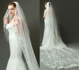 Fashion 2018 One Layer Wedding Veils Custom Made Cathedral Style Three Length Bridal Veil 3D Floral Applique3436642