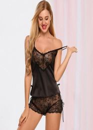 Women039s Sleepwear Summer Pyjamas Women Sexy Pyjamas Sleep Wear Lingeries Lace Nightwear Satin Camisole Short Sets PajamasWome3898935