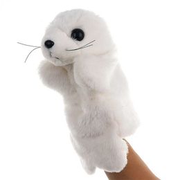 Sea Lion Hand Puppet Doll Doll Ocean Animal Plush Toy Childrens Pais Early Education Infantas Confortável boneca de pelúcia 240517