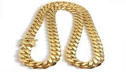 18K Gold Plated Necklace Miami Cuban Link Chain Necklace Men Hip Hop Stainless Steel Jewellery Necklaces4004050
