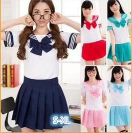 Summer Japanese school uniforms anime cosplay sailor suit short sleeve topstieskirt Navy Preppy style Students Uniform for Gir 240513