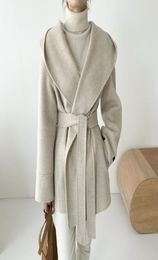 Women039s Wool Blends HziriP Autumn Winter OL Elegant Women Faux Coats Solid Cardigan Minimalist Hooded Woolen Coat Oversize 3920140