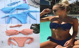 Women039s Swimwear Sexy Bandage Mini Halter Bikini Strapless 2022 Pink Ladies String Tankini Swimming Suits For Women Beach Wea5610834