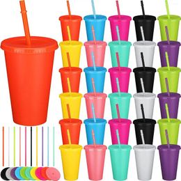 Disposable Cups Straws 80-pack 16 Oz Plastic Reusable With Lids And Christmas Coloured Beverage Coffee Party Gifts For Kids Friends