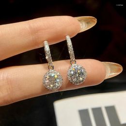 Hoop Earrings GRA 1CT Dazzling Cycle Round Shape Certified Moissanite Diamond For Women Real 925 Sterling Silver Fine Jewelry