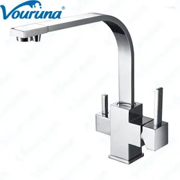 Kitchen Faucets Vouruna Luxury 3 Way Tri-flow Sink Mixer Faucet Drinking Water Filter Tap