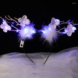 Party Decoration Women Girls LED Lights Flower Blossom Petal Deer Elk Horn Hair Bands Headband Feather Antler Christmas