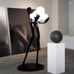 Floor Lamps Nordic Creative Human-Shaped Art Sculpture Ball Lamp Exhibition Hall Window Artwork Large Figure Decoration