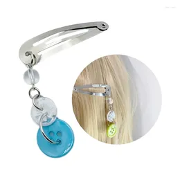 Hair Accessories B36D Colourful Button Pendant Clip For Kids Women Practical Metal Hairpin Add Personality To Your Look