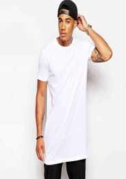 2022 White Casual Long Size Mens Hip hop Tops StreetWear extra long tee shirts for men Longline tshirt Short Sleeve tshirt G220229183285