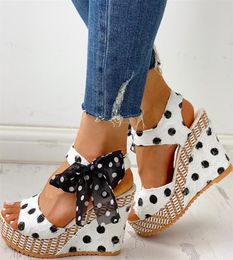 INS Sweet Polka Dot Leisure Women Wedges Shoes 2019 Summer Sandals Woman Casual Date Party Platform High Heels Shoes Woman Y2007024419260