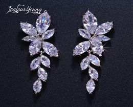 Jewelry Accessories EarringsDangle Earrings 2022 Fashion Leaf Zircon Drop Earrings for Women White Gold Color Crystal Wedding Earr5824722