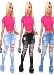 2020 New Design Stacked Jeans Casual Flare Jeans Plus Size Pants Flare Bottom Women Fashion Ripped Denim Whole Dropshpping3749380