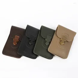 Waist Bags Style Pu Thin Wearable Leather Belt Men's Mobile Phone Bag Business Assorted Styles Optional Verticle Square Casual