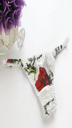 Whole Sexy Pure Silk Panties Women G Strings Lowwaist Lingerie One Size T Thongs Flower Print Underwear7250507
