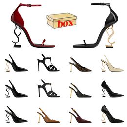 Wholesale With Box Womens Luxury Designer Sandals Lady High Heels Patent Leather Party Wedding Slides Platform Heel Classics Suede Suede Slingback Leopard Sandale