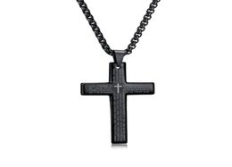 Pendant Necklaces Collier Long Mens Cross Scripture Necklace Chain Kettingen Bijuteria Titanium amp Pendants Colgante HombrePend735165536