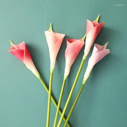 Decorative Flowers 1PC Artificial Real Touch Calla Lily Branch Simulation Flower Bouquet Wedding Bridal Fake Home Table Decoration