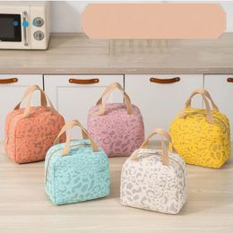 Portable Lunch Bag Leopard Print Picnic Box for Women Men Reusable Tote Travel Work School 240508