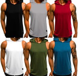 Mens Gym Singlet Bodybuilding Hoodie Tank Top Vest Sleeveless Fitness Tshirt8178806