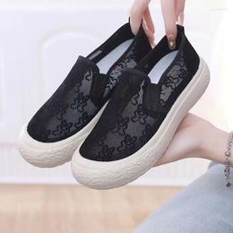 Casual Shoes Woman's Summer Mesh Hollow Out Flat Sole Sports Shoe Soft Non Slip Slip-On Breathable Walking