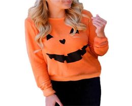 Women Halloween Pumpkin Print Long Sleeve Sweatshirt Pullover Tops Shirt Female Casual Hoodies Tracksuit Tops1859468