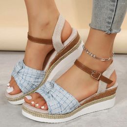 Casual Shoes 2024 Sandals Large Size Buckle Strap Women's Low Suit Female Beige Clogs Wedge Summer Heels Breathable Big Low-heeled