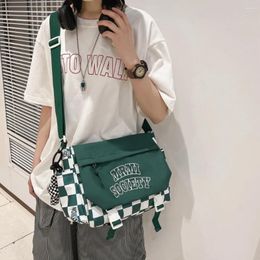 Backpack Plaid Crossbody Bag Men's Tide Brand One Shoulder College Student Girls Casual Messenger Female
