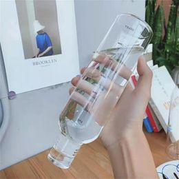 Water Bottles Drink Cup With Time Scale Leakproof 500/750ml Transparent Drinkware Outdoor Travel Gym Fitness Jugs Drop-resistant Creative