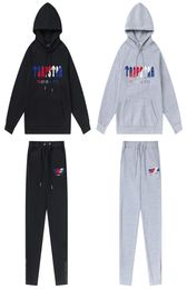 Men's tracksuits full tracksuit rainbow towel embroidery decoding hooded sportswear men and women sportswear suit zipper trousers Size XL9971080