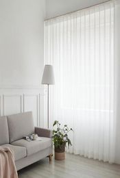 White Tulle Curtain for Living Room Decoration Modern Chiffon Solid Sheer Voile Kitchen Curtain el Window Tulle3032113