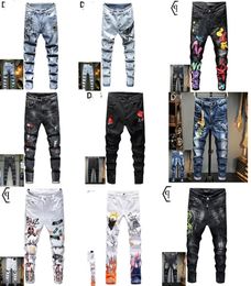 Men039s jeans black European high quality street top motorcycle rider antique tattered pants boys hip hop horizontal slim and b7514161
