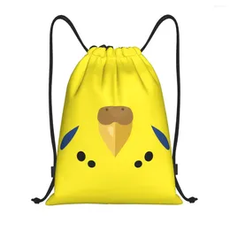 Shopping Bags Yellow Budgie Parakeet Drawstring Backpack Sports Gym Bag For Men Women Parrot Bird Training Sackpack