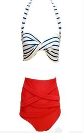 2017 New Rockabilly Dot Vintage Swimsuit Sexy High Waist Bikinis Set Swimsuit Swimwear Push Up Bathing Suit Beachwear Biquini1108162