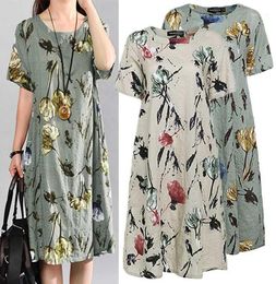 Celmia Plus Size Summer Dress 2019 Women Casual Short Sleeve Loose Vintage Printed Dresses Female Beach Vestidos 5XL18583616