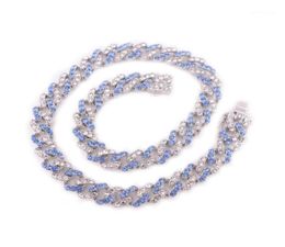 Blue crystal hip hop necklace for women miami cuban link chain rapper punk iced out red rhinestone rose gold silver Colour choker15762392