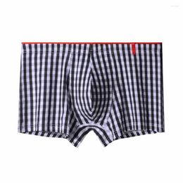 Underpants Mens Swimwear Beachwear Breathable Comfy Cotton Boxer Briefs Home Shorts Grid Youth Underwear Elasticity Slips