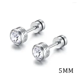 Stud Earrings Cubic Zirconia Titanium Steel Ear Decoration 5mm For Ever Ring 2Pair Women/Men