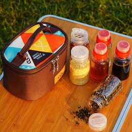 Storage Bags Outdoor Camping Seasoning Box Barbecue Condiment Bottles Portable Pot Spice Bottle Set Hiking Bag