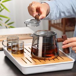 Water Bottles Heat Resistant Glass Teapot With Stainless Steel Infuser Heated Container Tea Pot Good Clear Kettle Square Filter Baskets