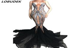 Whole 3D Printing Fishtail Dress Nightclub Women Singer Costume Sexy Long Trailing Dresses Prom Party Celebration Performance 6583024