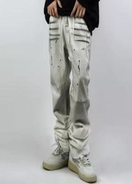 Gradient Retro White Mens Jeans Streetwear Straight Oversized Ripped Casual Denim Trousers8663379