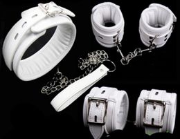 Bdsm Fetish Leather Sponge Dog Collar Slave Hand Wrist Ankle Cuffs Bondage Restraints Belt Lockable In Adult Games For Couples2959373