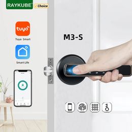 RAYKUBE M3S Tuya Digital Fingerprint Door Lock Electronic Lock with PasswordKeySmartlifeTuya APP Remote Unlock For Bedroom 240507