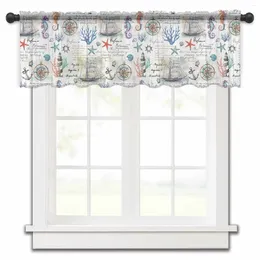 Curtain Marine Plant Coral Sailboat Anchor Kitchen Sheer Curtains Tulle Short Bedroom Living Room Voile Drapes Home Decor