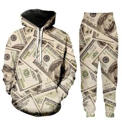 Nuovi dollari per pattern money menwomens divertenti tracce di moda 3d con cappuccio hip hop con cappuccio T091577052